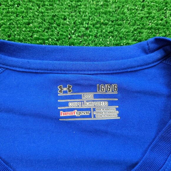 Under Armour Tshirt Mens Large Blue Short Sleeve HeatGear‎ Workout Performance - Picture 6 of 7